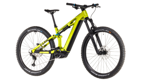 BICICLETA CUBE STEREO HYBRID ONE44 HPC RACE FLASHLIME BLUE de Quino Bike